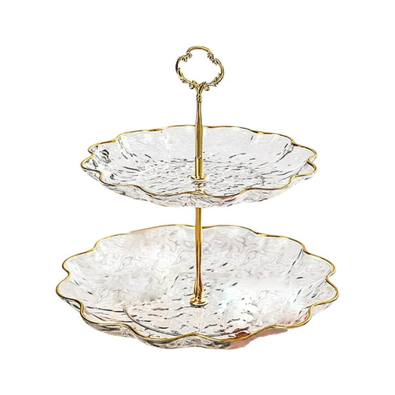 3-Tier Transparent Plastic Dessert Stand 10.2x9.8in Party Serving Tray for Fruits Cakes Wedding Home Decor (White)