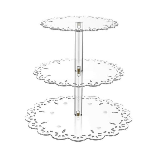 3 Tier Transparent Round Cake Stand Cupcake Display Holder Afternoon Tea Dessert Tray for Baby Shower Wedding Birthday