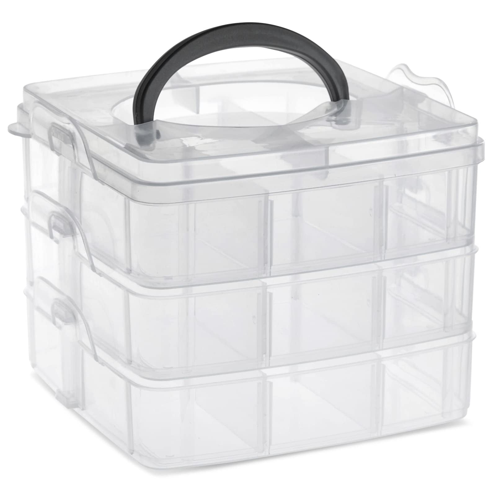 3-Tier Transparent Stackable Adjustable Compartment Slot Plastic Craft ...