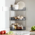 thumbnail image 1 of 3-Tier Triangle Corner Shelf for Kitchen, Black Wall Mounted Spice Organizer | No-Drilling Hole-Free Countertop Storage Rack with U-Shaped Openings Black, 1 of 6
