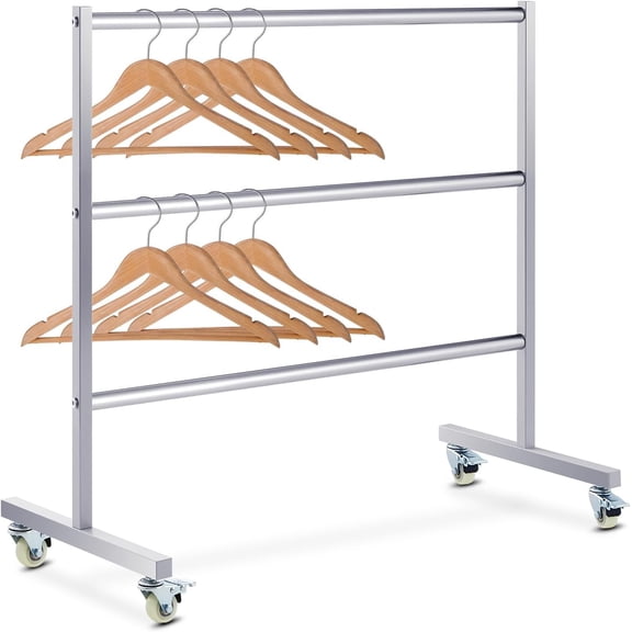 3 Tier Universal Clothing Hanger Storage Rack Stainless Steel Hanger Organizer Holder Stand Storage System for Shopping Mall Specialty Store Laundry Room 30" W x 15" D x 32 "H