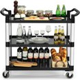 3Tier Utility Cart HeavyDuty Service Cart w/Lockable Wheels & Double