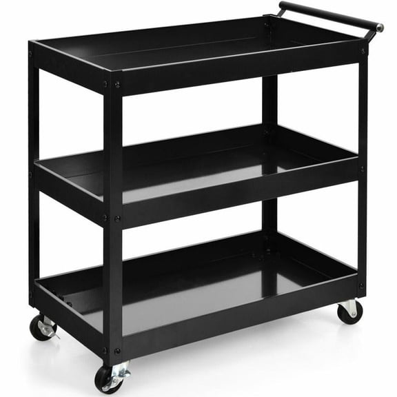 3 Tier Utility Cart Steel Frame 4 Wheels