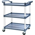 thumbnail image 1 of 3-Tier Utility Cart With Wheels, Heavy Duty Rolling Restaurant Cart 420lbs, Plastic Bus Cart With Lockable Wheels and Rubber Hammer for Warehouse/Office/Kitchen, Grey, 1 of 6
