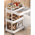 thumbnail image 1 of 3-Tier Utility Rolling Cart,RLUETIME Mobile Utility Cart with Drawer,Makeup Organizer Cart, White, 1 of 12