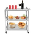 thumbnail image 1 of 3 Tier Utility Stainless Steel Kitchen Trolley Cart, Floorstanding Utility Serving Storage Rolling Cart Shelf, Kitchen Trolley Cart - 250lbs 27*16*31in, 1 of 11