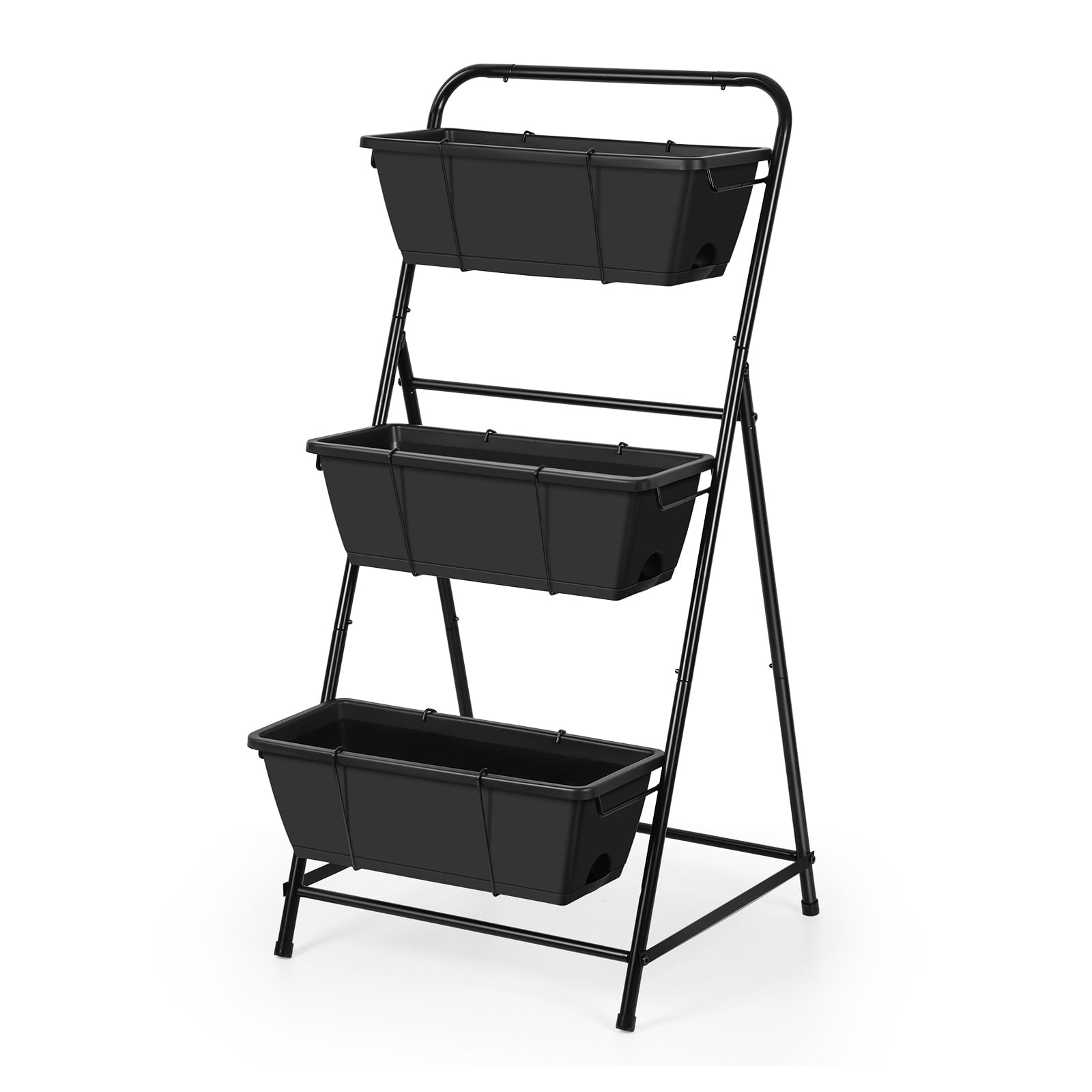 Black Metal 3-Tier Vertical Raised Garden Bed Planter