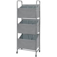 thumbnail image 1 of 3-Tier Vertical Rolling Laundry Hamper with Removable Bags 120L Stackable Laundry Sorter Basket Clothes Hamper with Wheels for Small Spaces Closet Bedroom Bathroom Laundry Room Gray, 1 of 7
