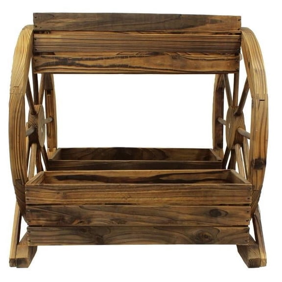 3-Tier Wagon Wheel Planter - Char-Log - 24in. Height