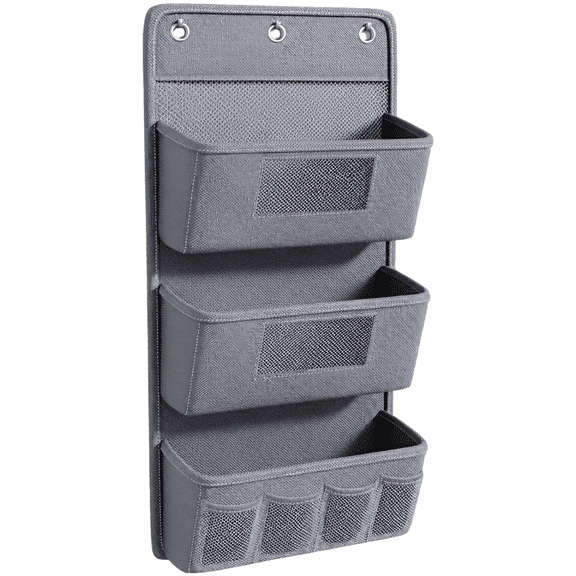 3-Tier Wall Hanging Storage Organizer with Mesh Pockets,Over Door Closet Hanging Caddy,Heavy-Duty Bedroom Dorm Hanging Organizer Bag with 3 Free Hooks for ClothesToiletries & Small Accessories