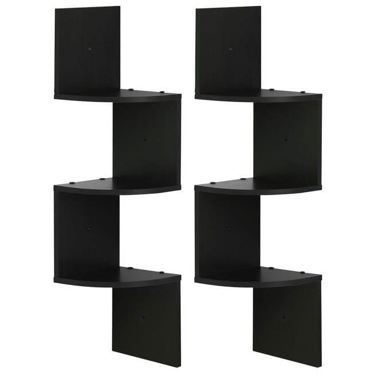 Espresso 3-Tier Floating Corner Radial Wall Shelf Set