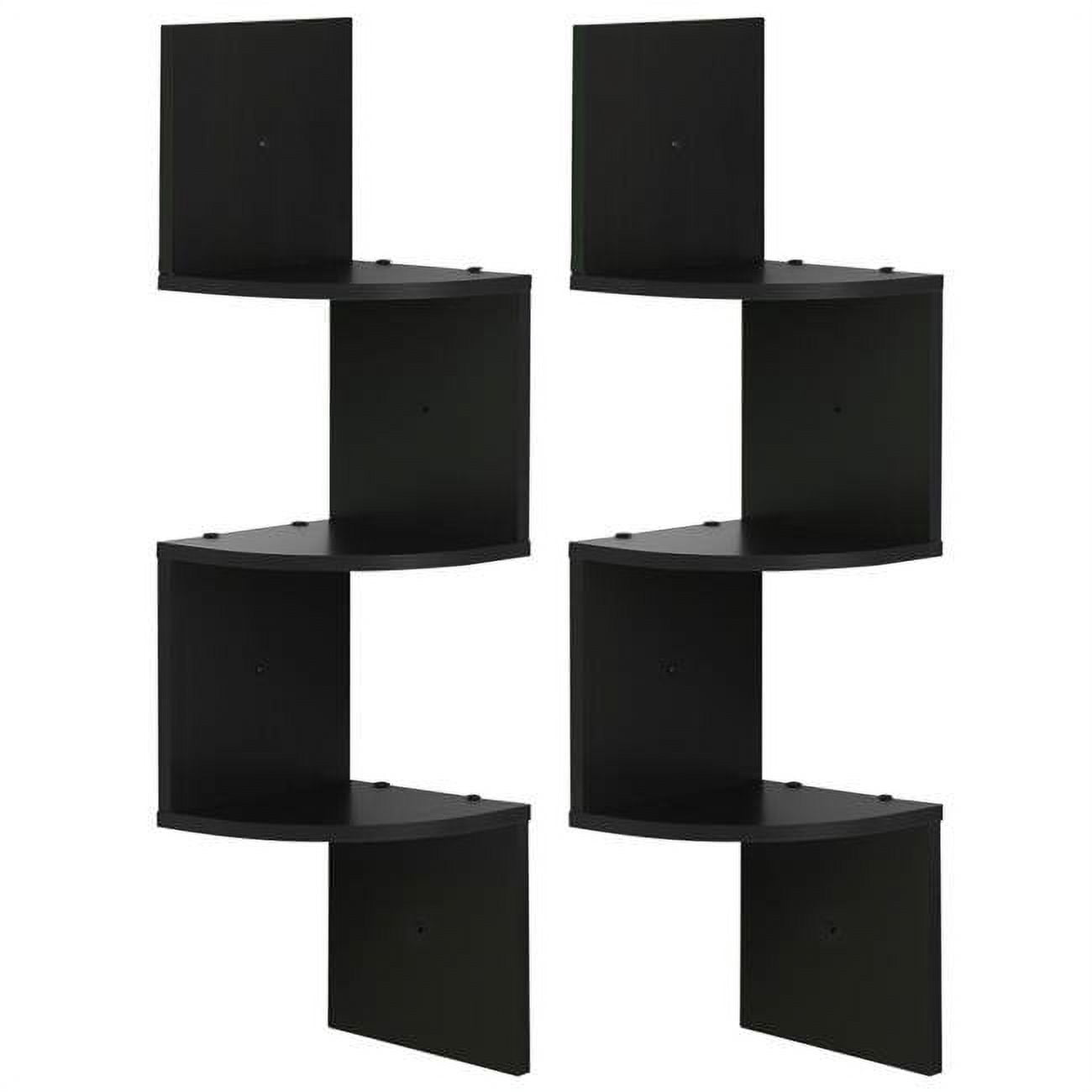 Espresso 3-Tier Floating Corner Radial Wall Shelf Set