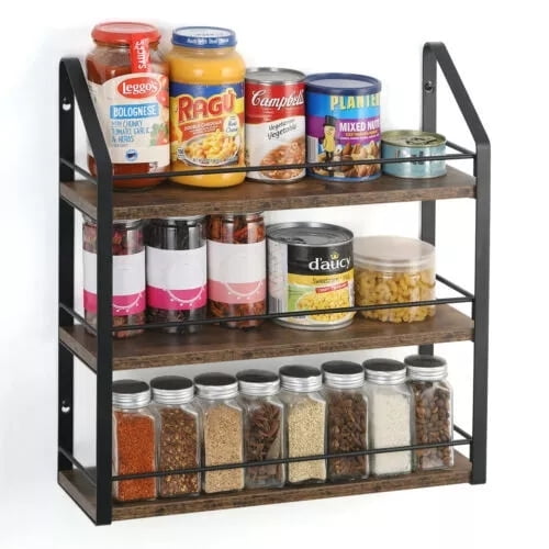 TETSELF 3 Tier Wall Mount Spice Rack Organizer Hanging Kitchen Storage Shef Bathroom Rack