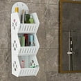 thumbnail image 1 of 3-Tier Wall Mounted Bathroom Storage Organizer Rack with Hanging Rings, PVC Shower Shelf for Toiletries, Towels, Laundry Room Organization, Space Saving Bathroom Storage Solution for Apartments, 1 of 6