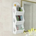 thumbnail image 1 of 3-Tier Wall Mounted Bathroom Storage Organizer Rack with Hanging Rings, PVC Shower Shelf for Toiletries, Towels, Laundry Room Organization, Space Saving Bathroom Storage Solution for Apartments, 1 of 6