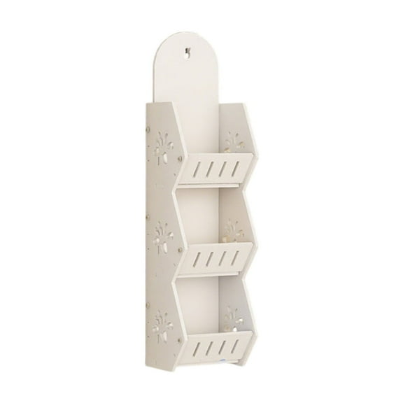 A 3 Tier Wall Mounted Bathroom Storage Rack No Drill Required For Living Room Bedroom Shower Room Organizer Space Saving Shelves Unit With Hanging Rings Pvc Material