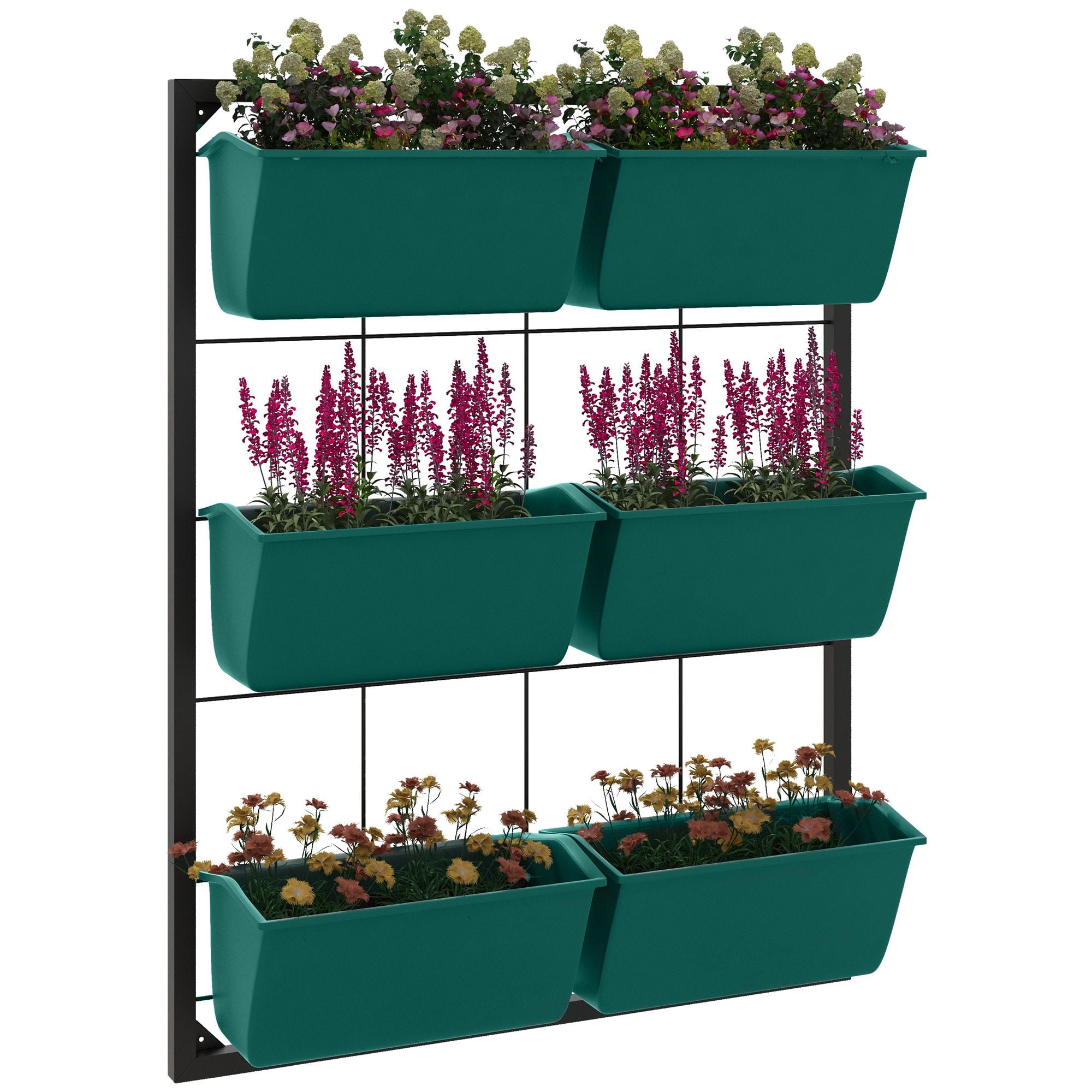 3-Tier Wall Mounted Planter with 6 Pots Vertical Hanging Plant Holder ...