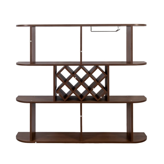 3-Tier Wall Mounted Wine Rack with Glass Holder & Storage Shelves