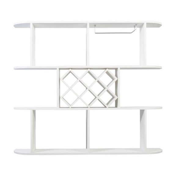 3-Tier Wall Mounted Wine Rack with Glass Holder and Storage Shelves
