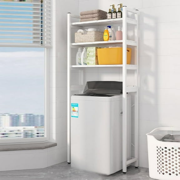 3-Tier Over Washer and Dryer Shelves, White Adjustable Laundry Shelves Space Saving Washer and Dryer Storage for Kitchens, Dressing Rooms (27.17"L x 11.81"W-Marble Pattern)