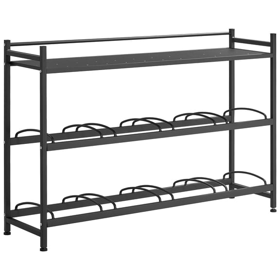 3-Tier Water Bottle Rack for 3 & 5 Gal Jugs, Holds 8, with Storage Shelf, Angled, for Kitchen Office Living Room