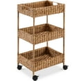 thumbnail image 1 of Best Choice Products 3-Tier Water Hyacinth Rolling Nursery Caddy w/ Wheels, Utility Cart, Storage Organization - Chestnut, 1 of 8