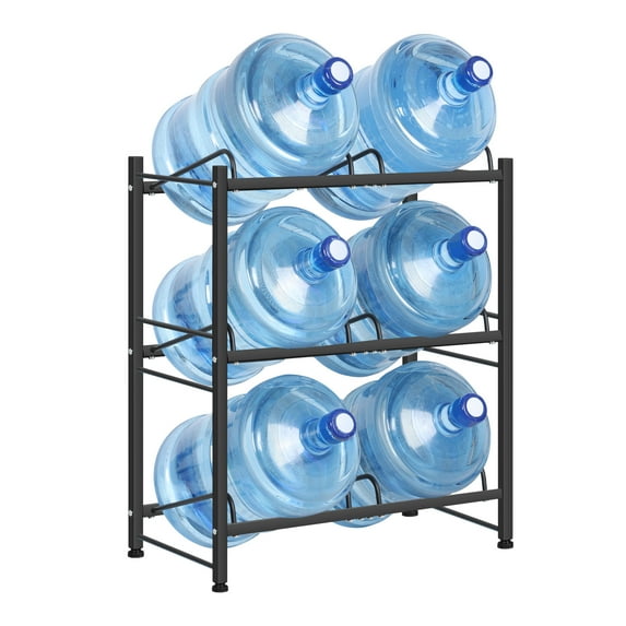 3-Tier Water Rack for Gallon Jugs for Home, Office, Kitchen and Breakroom, Black