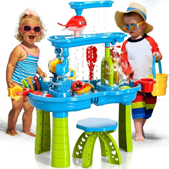 3-Tier Water Table Toys for Toddlers Sand and Water Table Toy Summer Play Toys for Toddlers Age 3-12