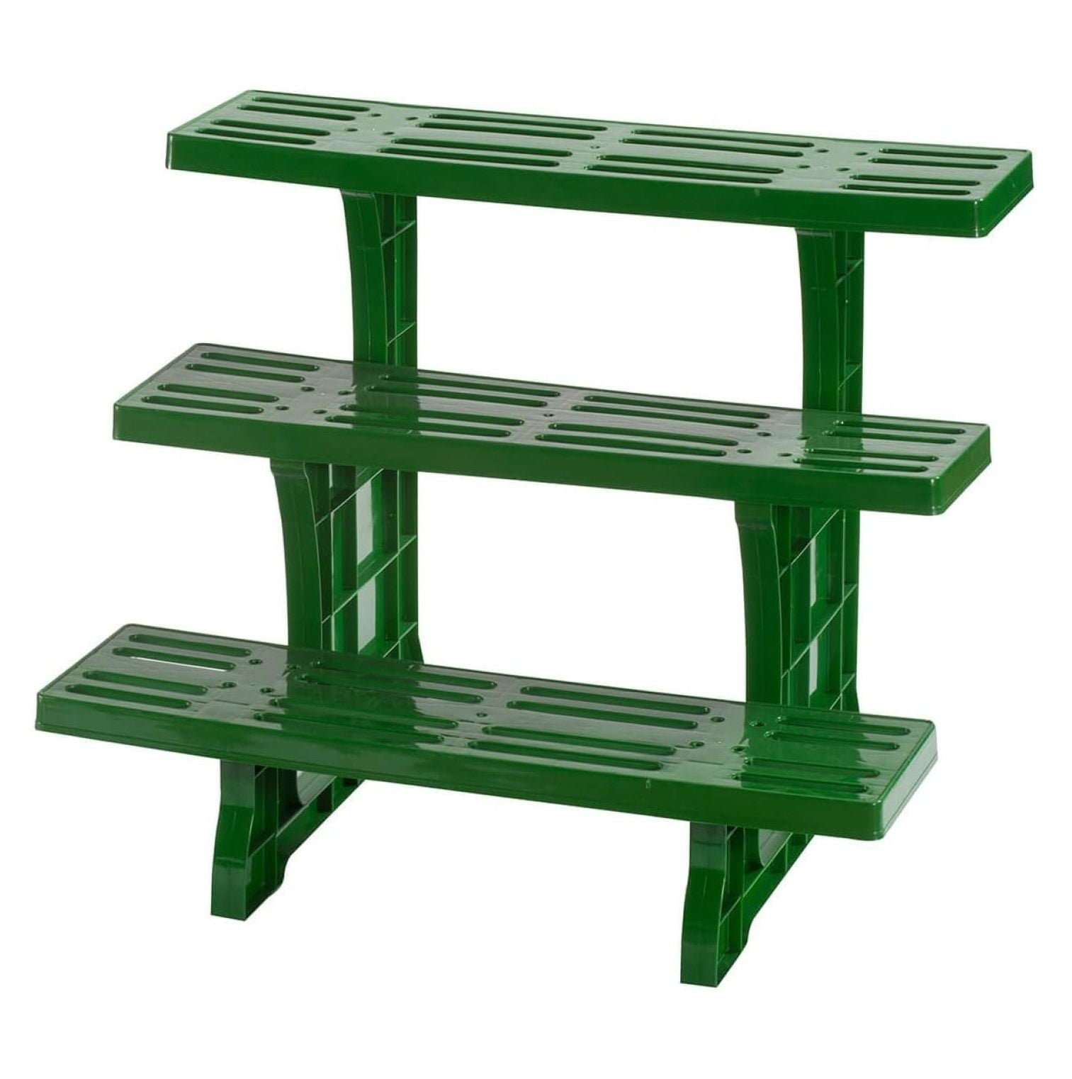 Green Plastic Triangular 3-Tier Indoor/Outdoor Plant Stand