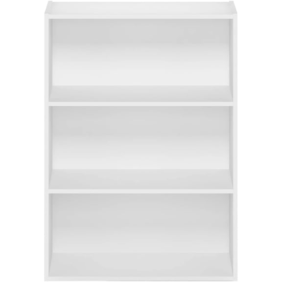 3 Tier White Bookshelf Storage Shelf Bookcase Freestanding Organizer for Books Decor in Bedroom Living Room and Office