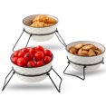 thumbnail image 1 of XINLTC 3 Tier  Bowl Set with Collapsible Sturdier Metal Rack, Serving Tray, White, 1 of 6