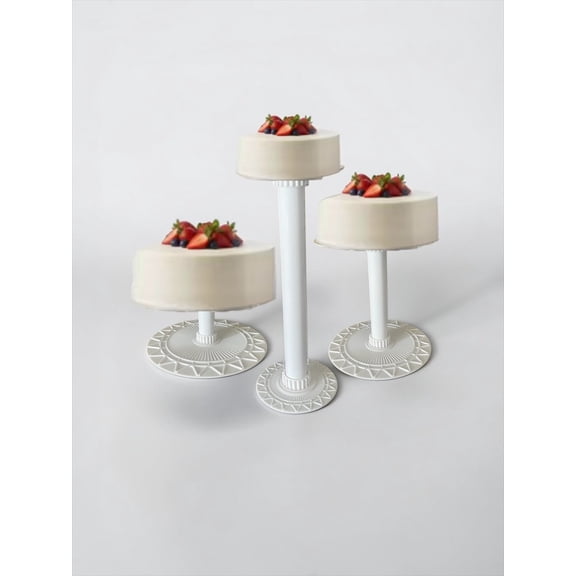 3-Tier White Cake Stand Set - Sturdy Round Dessert Display Holder Centerpiece Tier Stand