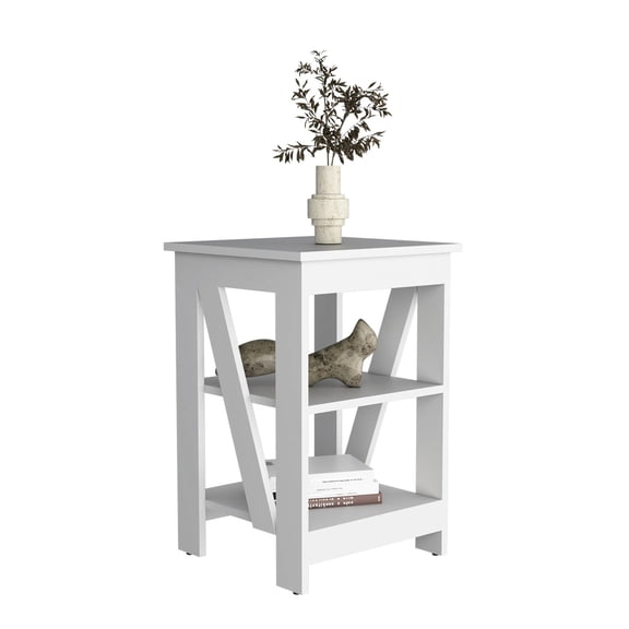 3-Tier White Nightstand with Stable Structure / Good for Small Space Storage