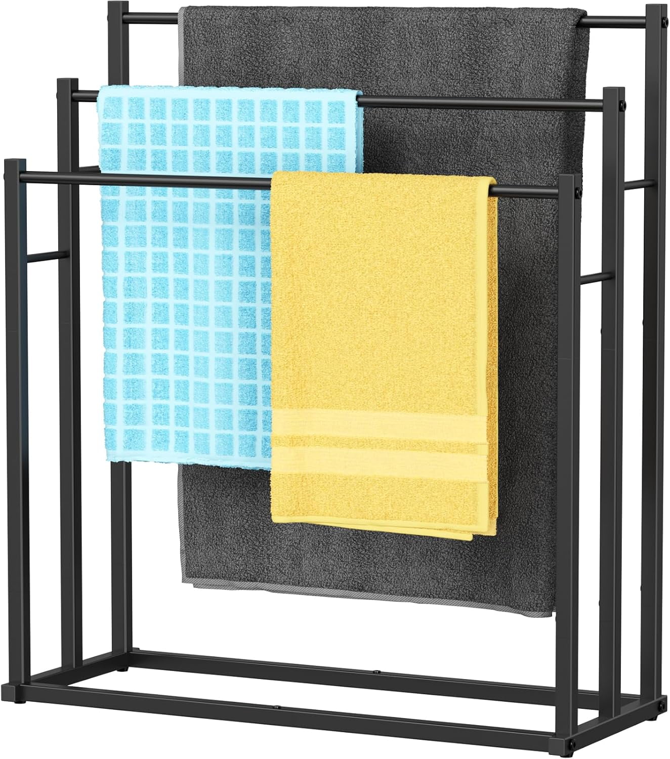 3 Tier Wide Towel Drying Rack for Bathroom Outdoor, Free Standing Pool ...