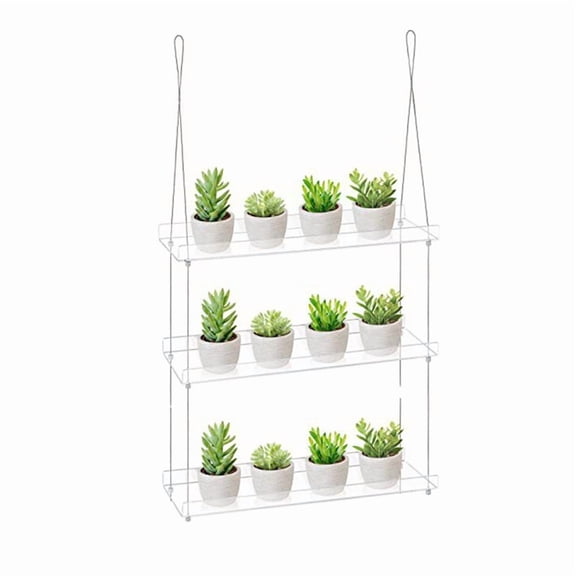 3-Tier Window Plant Shelves 16 Inch, Acrylic Adjustable Hanging Floating Shelf, Window Sill Extender for Indoor Plants