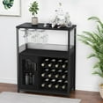 thumbnail image 1 of 3-Tier Wine Bar Cabinet with Detachable Wine Rack and Storage Space, Buffet Cabinet with Glass Holder and Mesh Door, for Kitchen, Living Room and Bar, 1 of 8