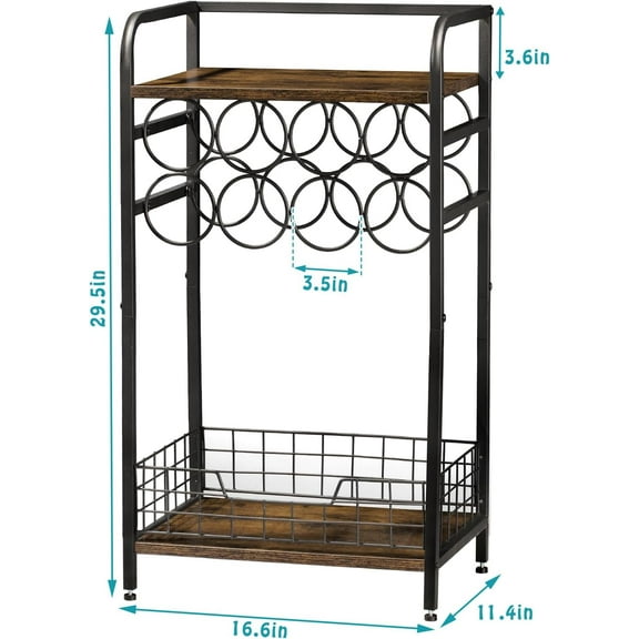 3-Tier Wine Table with 8-Bottle Wine Rack, Mini Liquor Cabinet for Home Living Room