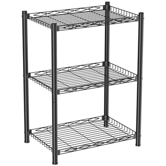 3 Tier Wire Shelf,Metal Shelving Unit Storage Shelves Rack, Utility Small Slim Stable Organizer for Home Kitchen,Garage,Pantry,Closet,Laundry,Bathroom(16.6" L x 11.8" W x 30" H)
