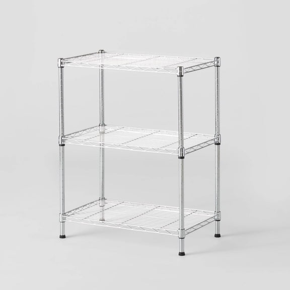 3 Tier Wire Shelving Chrome - Adjustable Metal Storage Shelves, Utility Shelving Unit, 160 lb Capacity