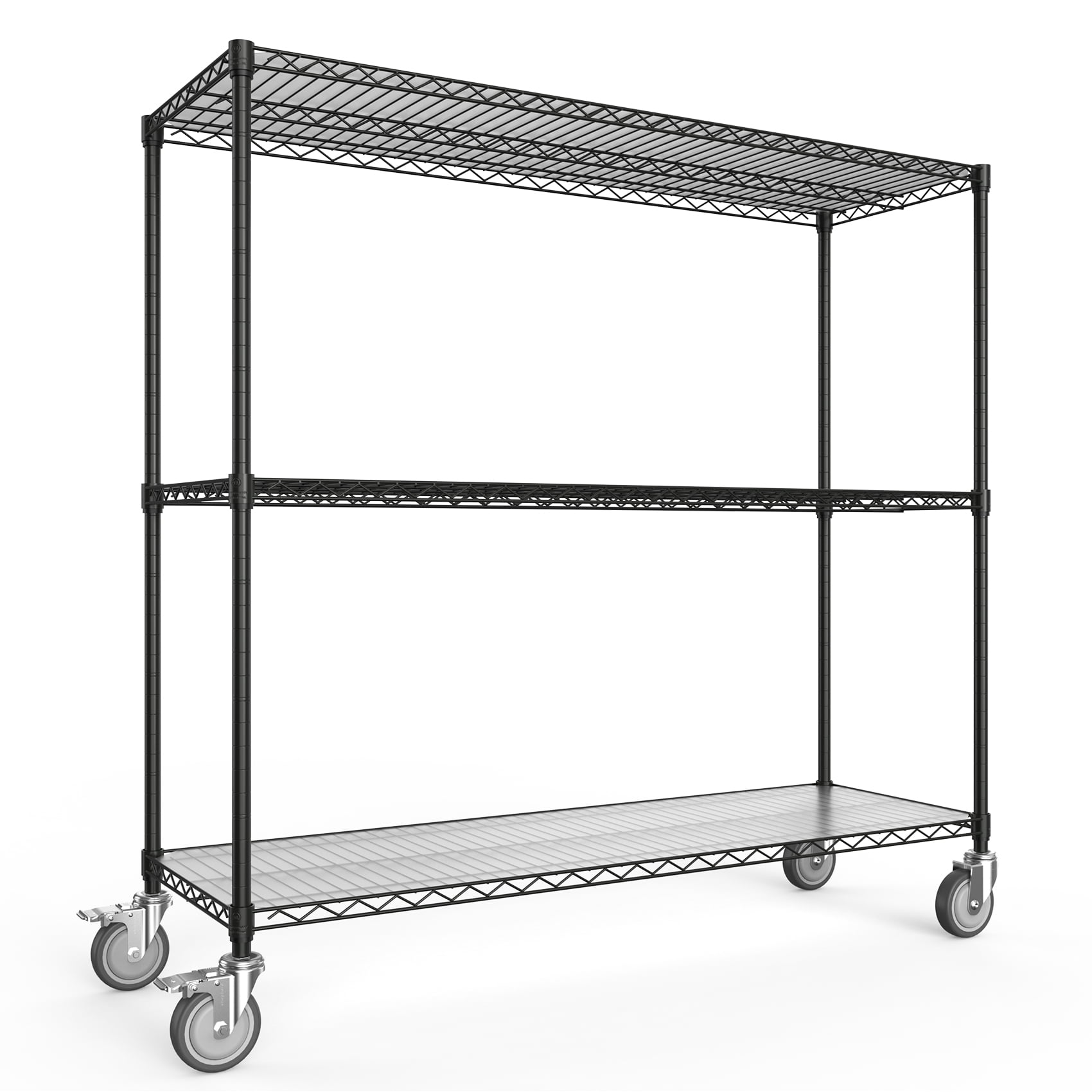 3 Tier Wire Shelving Unit - 3000lbs Heavy Duty Rack with Wheels ...