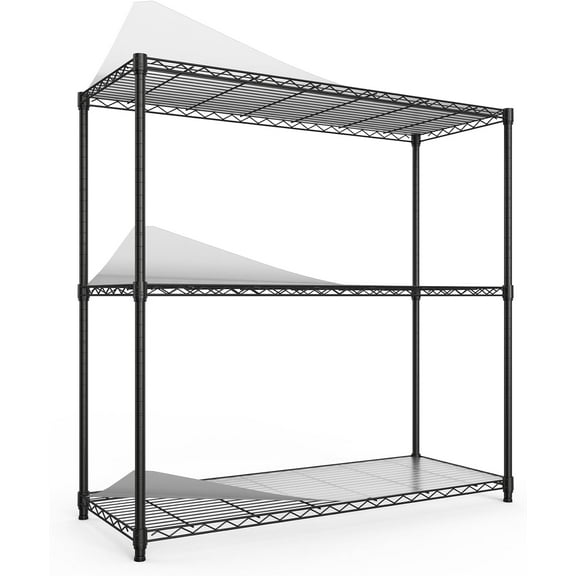 3 Tier Wire Shelving Unit, NSF Metal Shelf 1050lbs Capacity Adjustable Shelves Organizer Rack with Shelf Liners for Home Kitchen Office Garage Bedroom Basement, 48" H x 48" L x 18" D