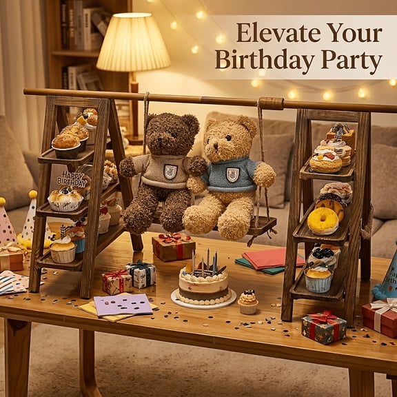 3-Tier Wood Cupcake Display Stand, Rustic Dessert Table Shelf for Parties, Weddings & Events - Easy Assembly, Durable Design