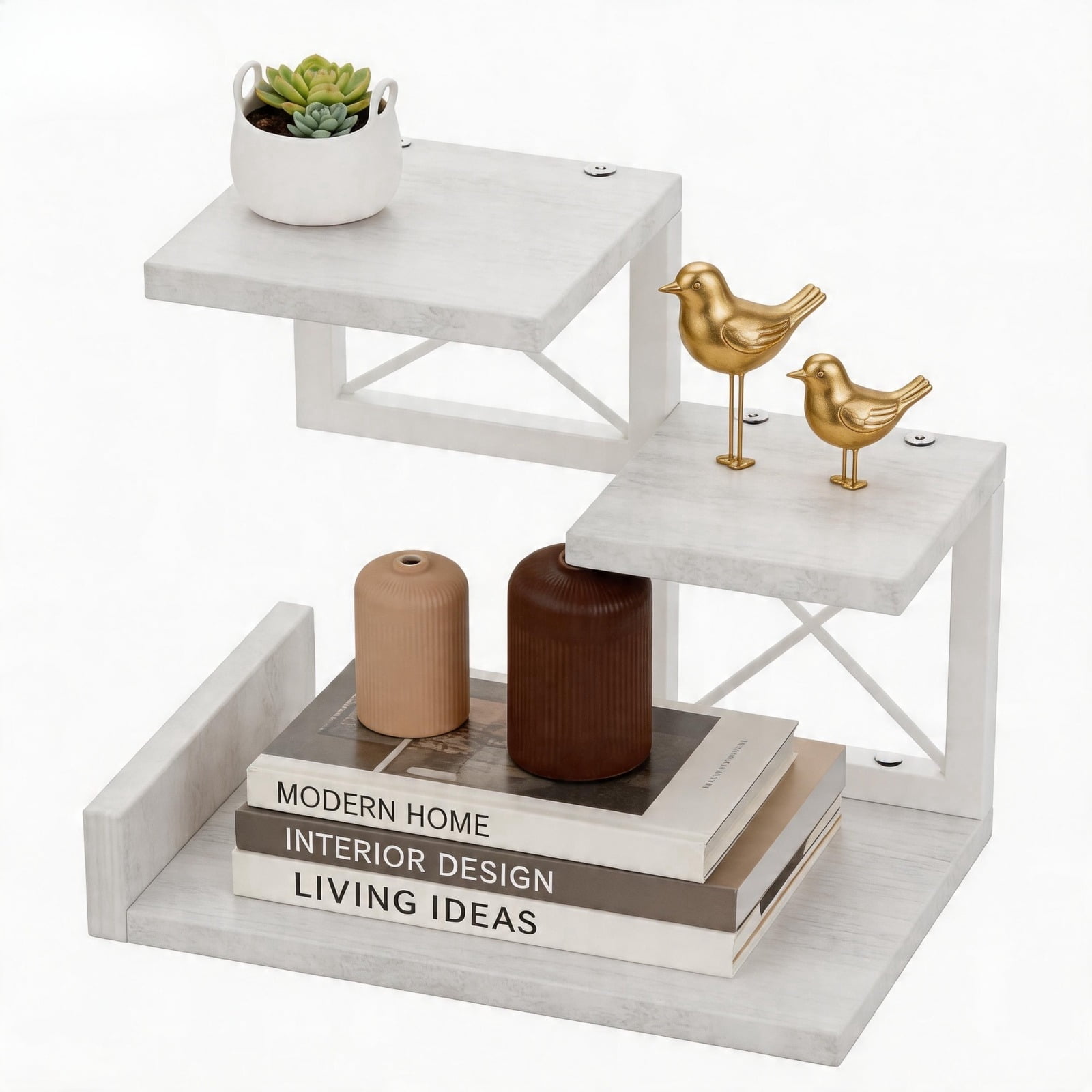 3-Tier Wood Desk Shelf Organizer Riser, 12.6 Inch Compact Desktop Hutch Storage Display Stand Set