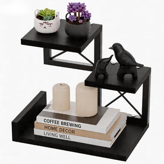 3-Tier Wood Desk Shelf Organizer Riser, 12.6 Inch Compact Desktop Hutch Storage Display Stand Set