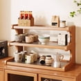 thumbnail image 1 of 3-Tier Wood Desktop Organizer Shelf, Khaki Storage Rack for Books, Kitchen, Office & Home | Space-Saving Multi-Purpose Shelf, Easy Assembly Khaki, 1 of 8