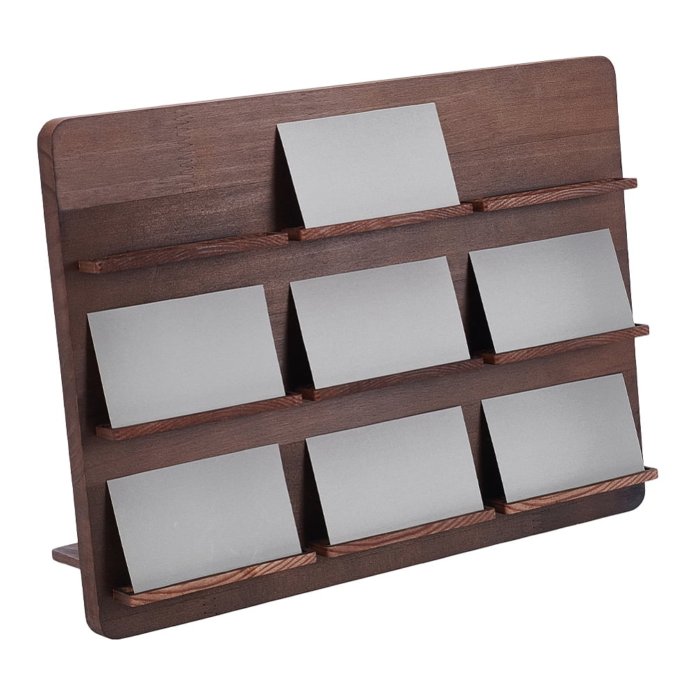 3 Tier Wood Multiple Business Card Holder for Desk 9 Slot Modern Card ...