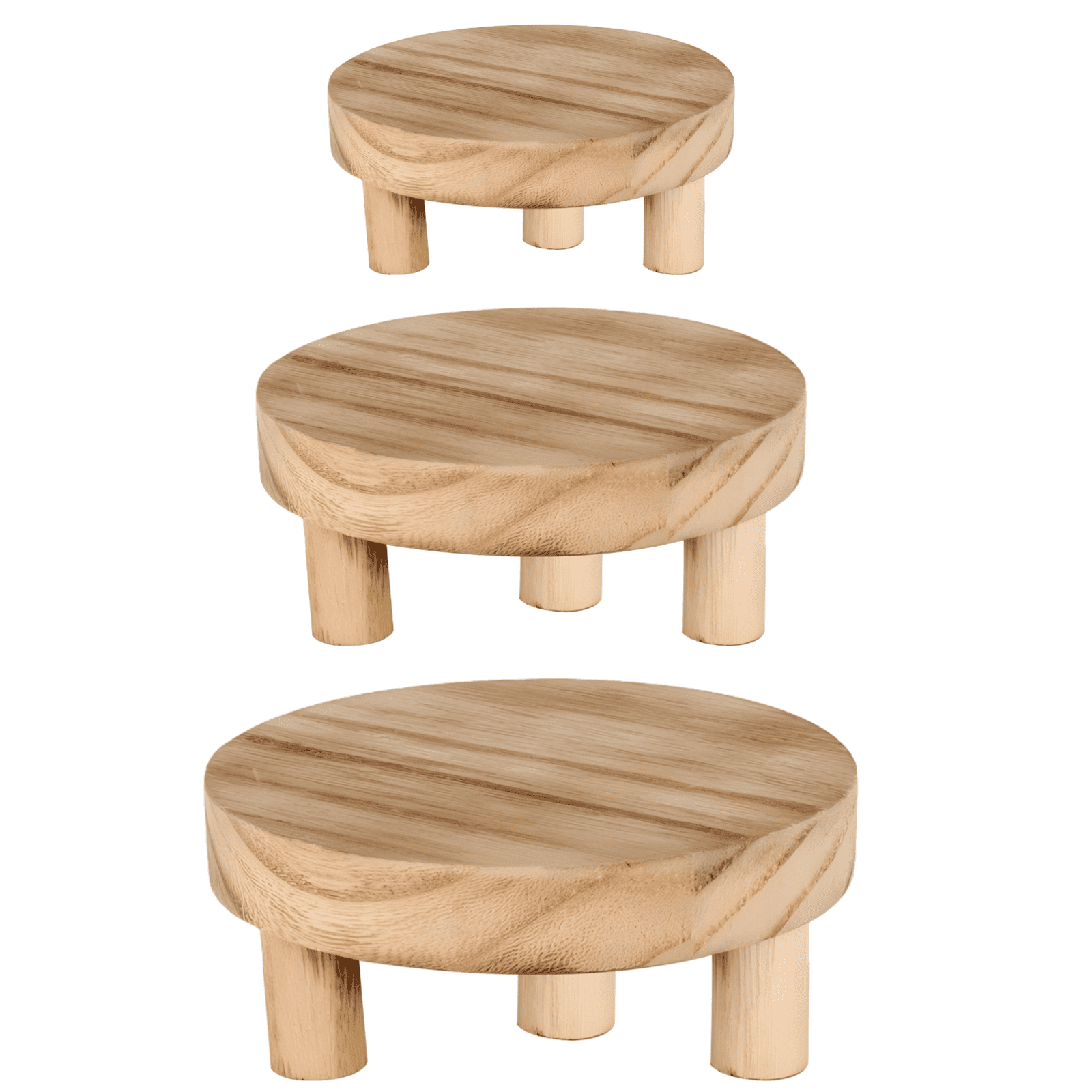 Table Riser Round 3-Tier Wood Risers For Decor Set, Round Wood Plant Stand, 5/6/8 in ...