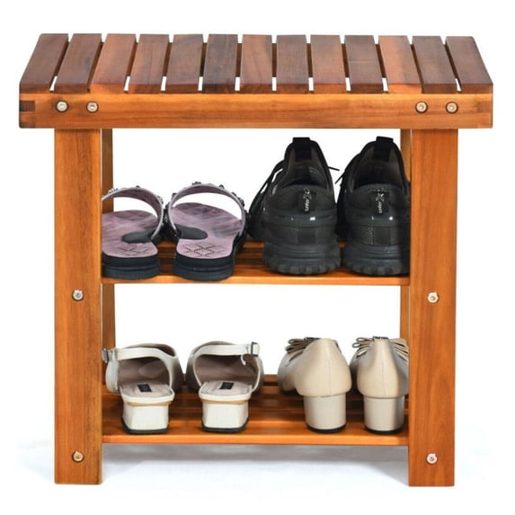 3-Tier Wood Shoe Rack 19' Shoe Bench Boots Organizer - Walmart.com