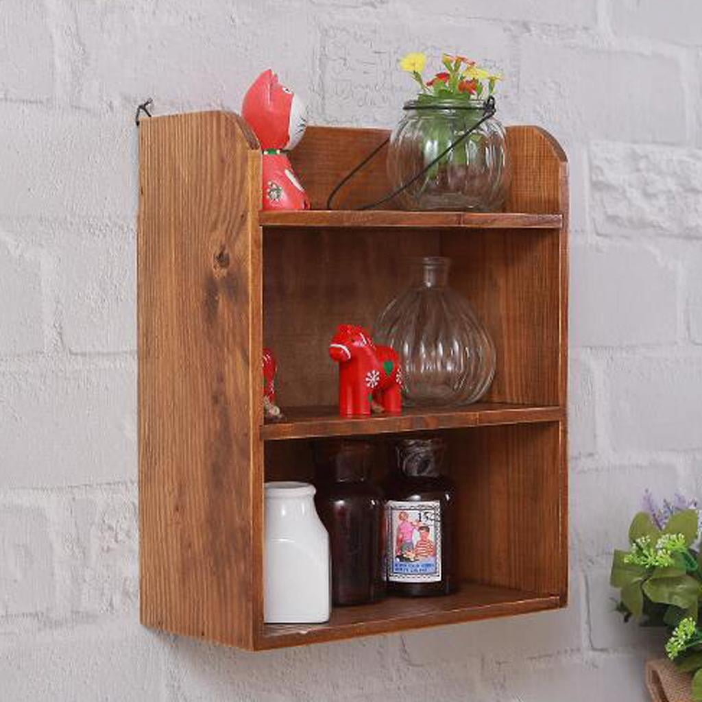 3-Tier Wooden Bedside Bookcase Shelving Display Storage Wood Shelf Shelves Cube Furniture Cabinet Red