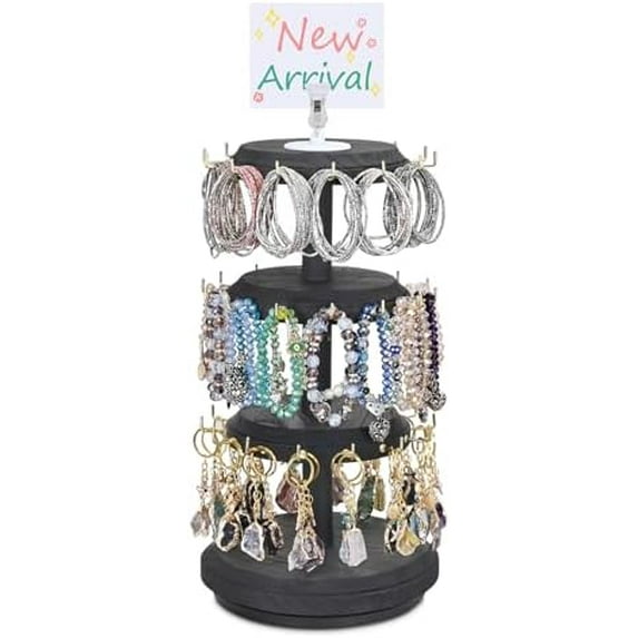 3 Tier Wooden Bracelet Holder, Jewelry Display Stand, Rotating Bracelet ...